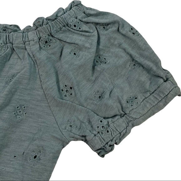 Streetwear Society size small light green short sleeve crop top, flower design - Picture 3 of 12